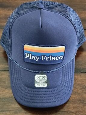 OTTO Navy Trucker Hat with Retro Stripe Patch